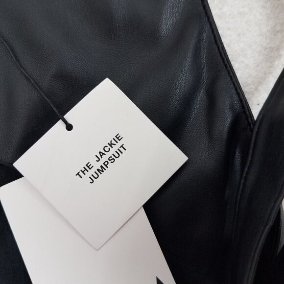 NEW ZARA S Jackie Faux Leather Jumpsuit Bloggers Favorite Crop Black Reversible - Picture 12 of 15
